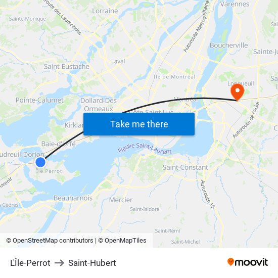 L'Île-Perrot to Saint-Hubert map