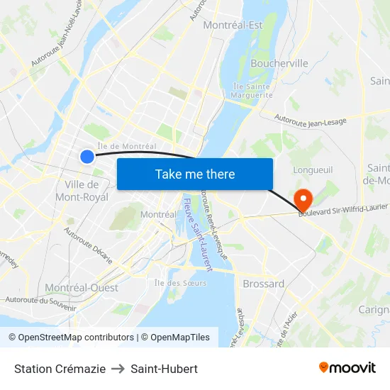 Station Crémazie to Saint-Hubert map