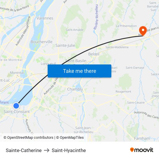 Sainte-Catherine to Saint-Hyacinthe map