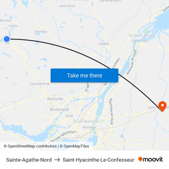 Sainte-Agathe-Nord to Saint-Hyacinthe-Le-Confesseur map