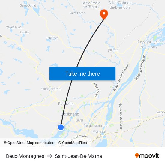 Deux-Montagnes to Saint-Jean-De-Matha map