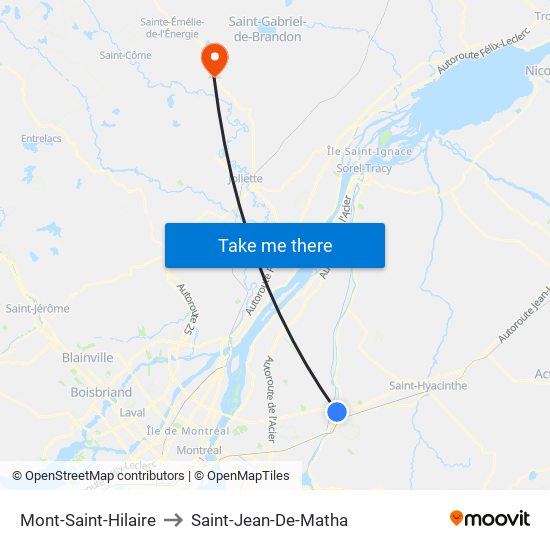 Mont-Saint-Hilaire to Saint-Jean-De-Matha map