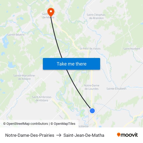 Notre-Dame-Des-Prairies to Saint-Jean-De-Matha map