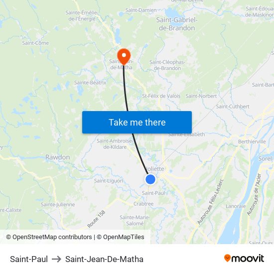 Saint-Paul to Saint-Jean-De-Matha map