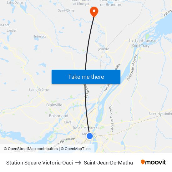 Station Square Victoria-Oaci to Saint-Jean-De-Matha map