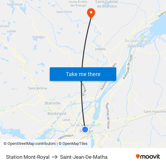 Station Mont-Royal to Saint-Jean-De-Matha map