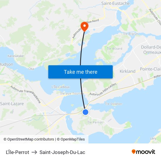 L'Île-Perrot to Saint-Joseph-Du-Lac map