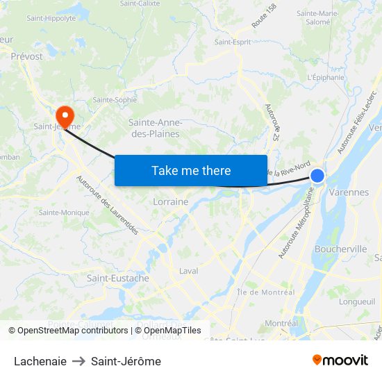 Lachenaie to Saint-Jérôme map