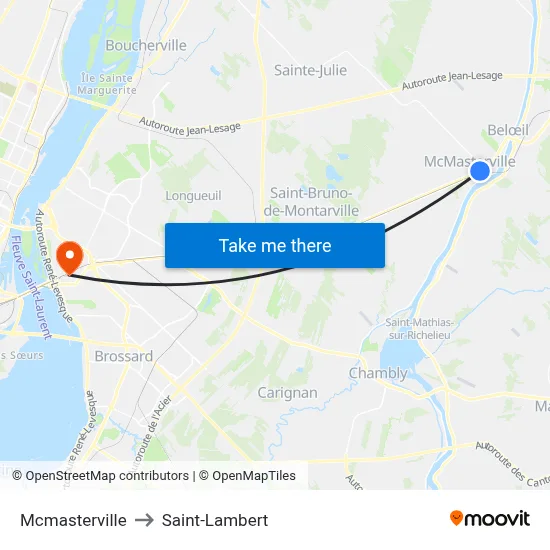 Mcmasterville to Saint-Lambert map