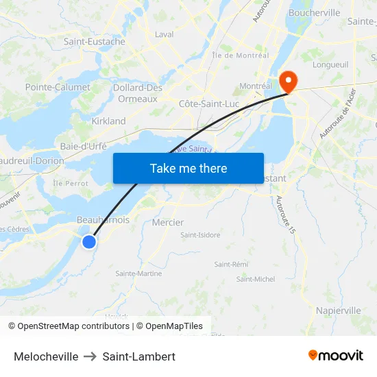 Melocheville to Saint-Lambert map