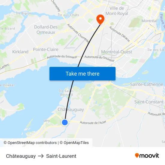 Châteauguay to Saint-Laurent map