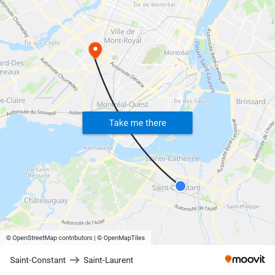 Saint-Constant to Saint-Laurent map