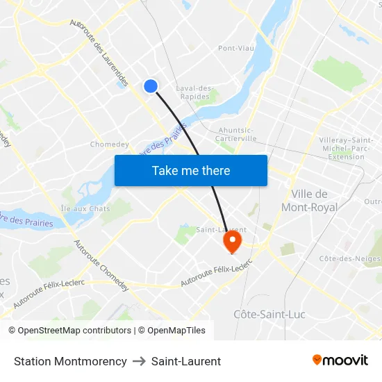 Station Montmorency to Saint-Laurent map