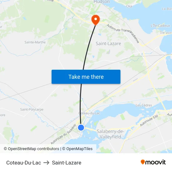 Coteau-Du-Lac to Saint-Lazare map