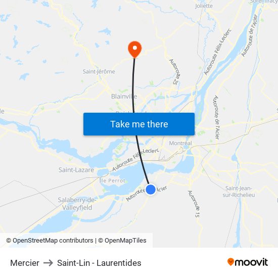 Mercier to Saint-Lin - Laurentides map