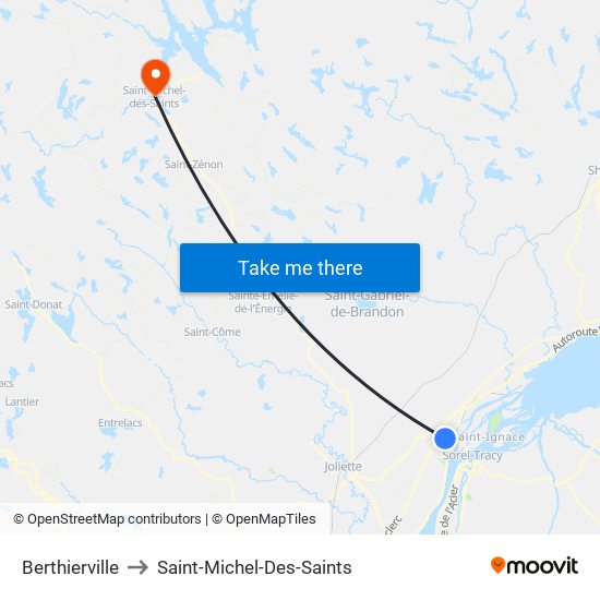 Berthierville to Saint-Michel-Des-Saints map