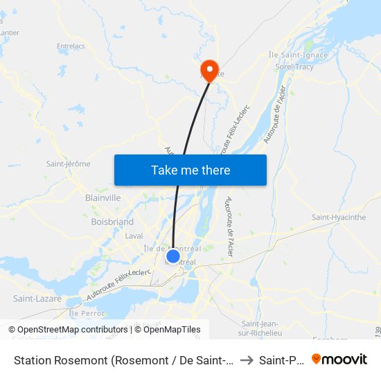 Station Rosemont (Rosemont / De Saint-Vallier) to Saint-Paul map