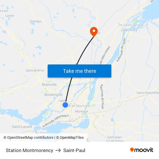 Station Montmorency to Saint-Paul map