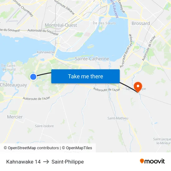 Kahnawake 14 to Saint-Philippe map