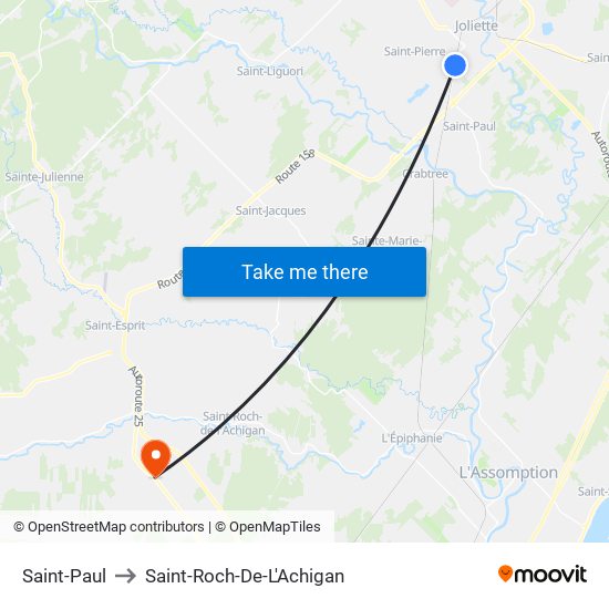 Saint-Paul to Saint-Roch-De-L'Achigan map