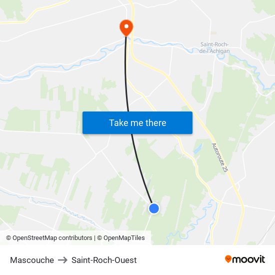 Mascouche to Saint-Roch-Ouest map