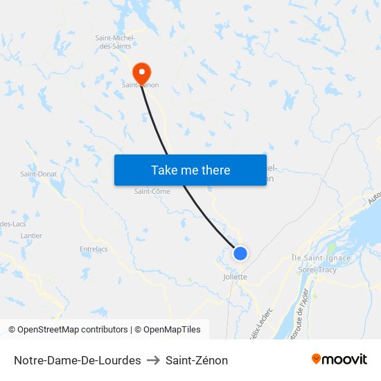 Notre-Dame-De-Lourdes to Saint-Zénon map