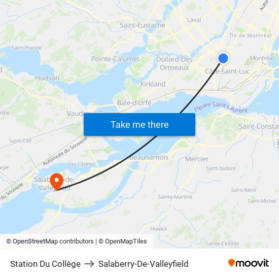 Station Du Collège to Salaberry-De-Valleyfield map