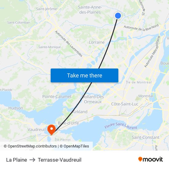 La Plaine to Terrasse-Vaudreuil map