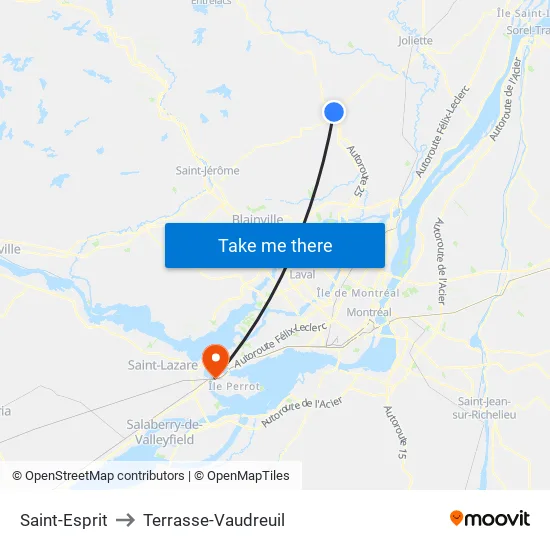 Saint-Esprit to Terrasse-Vaudreuil map