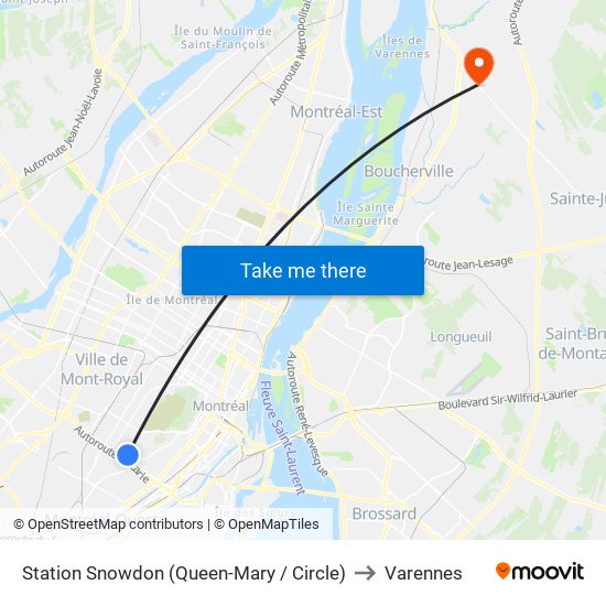 Station Snowdon (Queen-Mary / Circle) to Varennes map