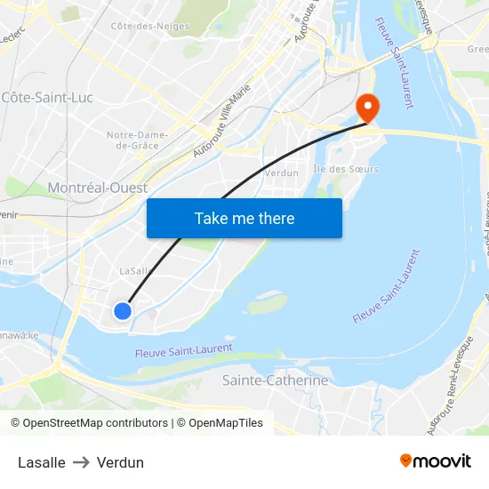 Lasalle to Verdun map