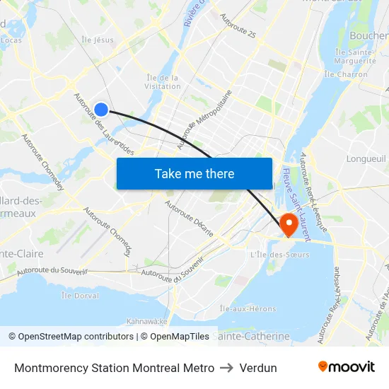 Montmorency Station Montreal Metro to Verdun map