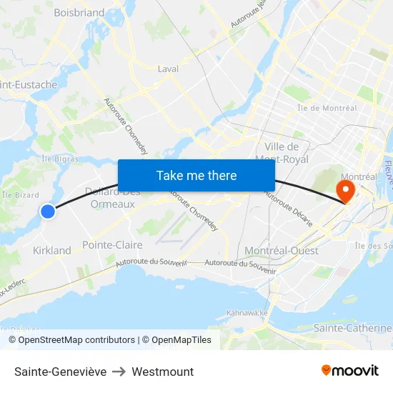 Sainte-Geneviève to Westmount map