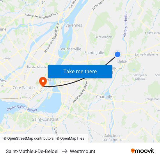 Saint-Mathieu-De-Beloeil to Westmount map