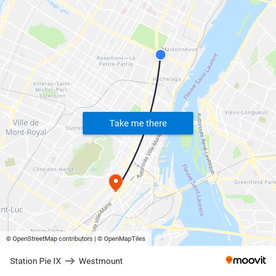 Station Pie IX to Westmount map