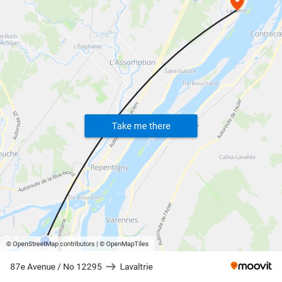 87e Avenue / No 12295 to Lavaltrie map