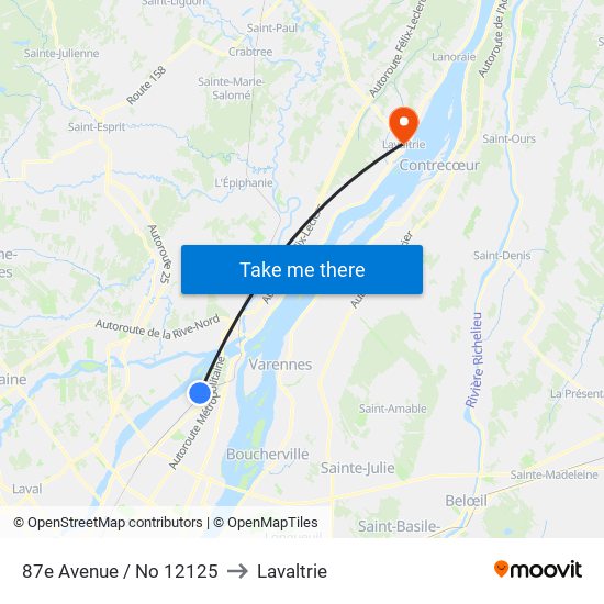 87e Avenue / No 12125 to Lavaltrie map