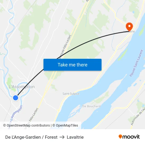 De L'Ange-Gardien / Forest to Lavaltrie map