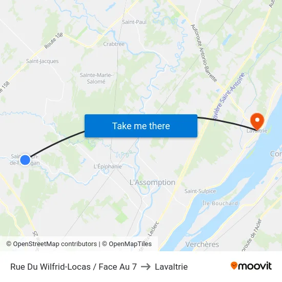 Rue Du Wilfrid-Locas / Face Au 7 to Lavaltrie map