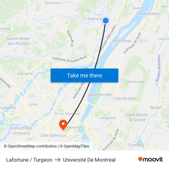 Lafortune / Turgeon to Université De Montréal map