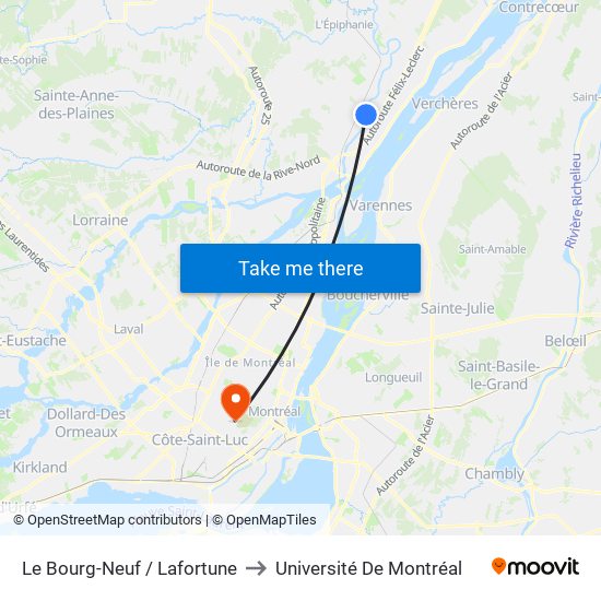 Le Bourg-Neuf / Lafortune to Université De Montréal map