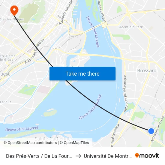 Des Prés-Verts / De La Fourche to Université De Montréal map