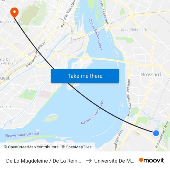 De La Magdeleine / De La Reine-Des-Prés to Université De Montréal map