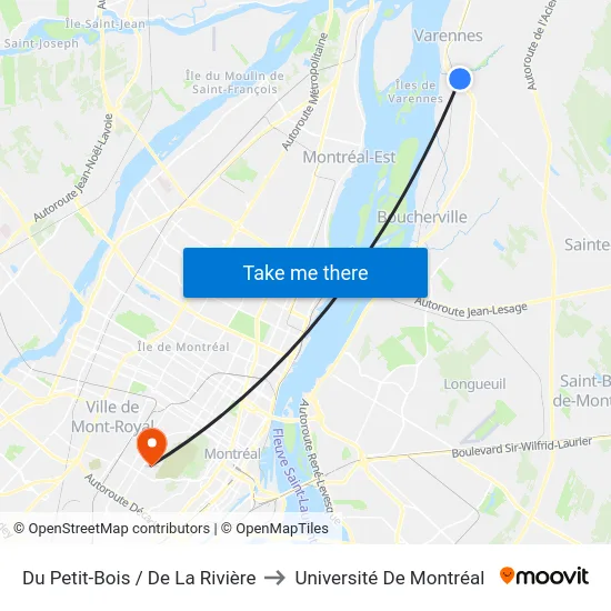 Du Petit-Bois / De La Rivière to Université De Montréal map