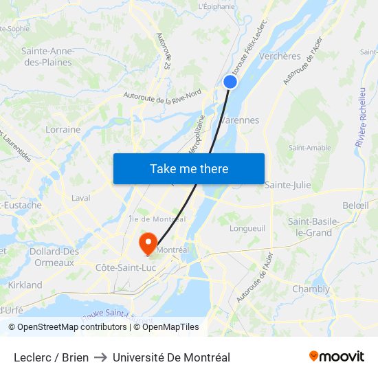 Leclerc / Brien to Université De Montréal map