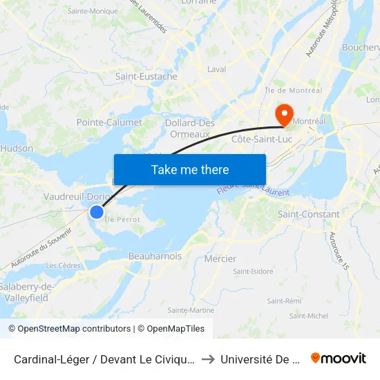 Cardinal-Léger / Devant Le Civique 106 (Tabagie) to Université De Montréal map