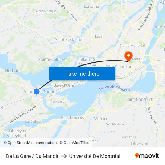 De La Gare / Du Manoir to Université De Montréal map