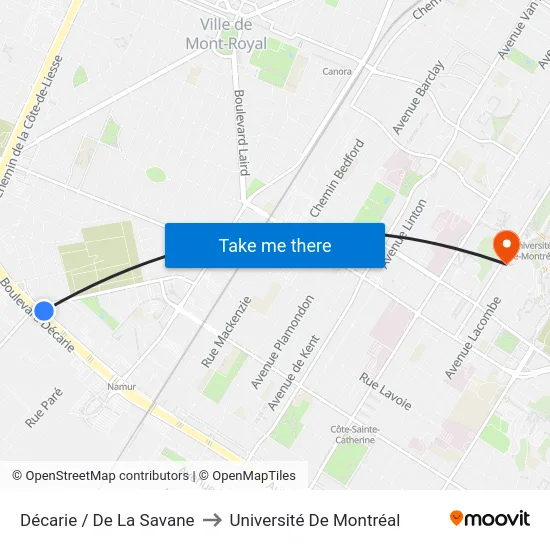 Décarie / De La Savane to Université De Montréal map