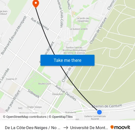 De La Côte-Des-Neiges / No 4858 to Université De Montréal map