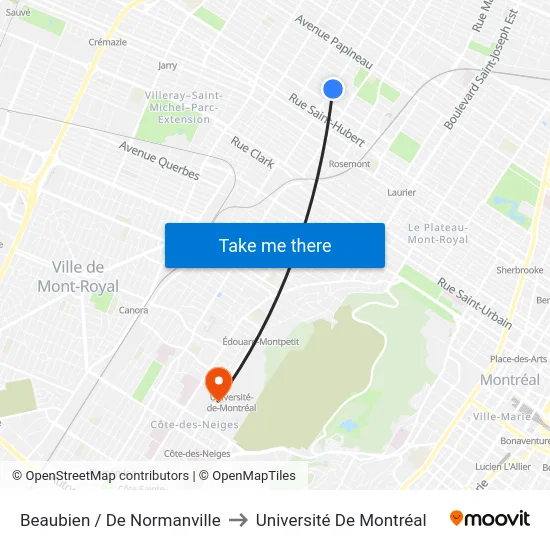 Beaubien / De Normanville to Université De Montréal map